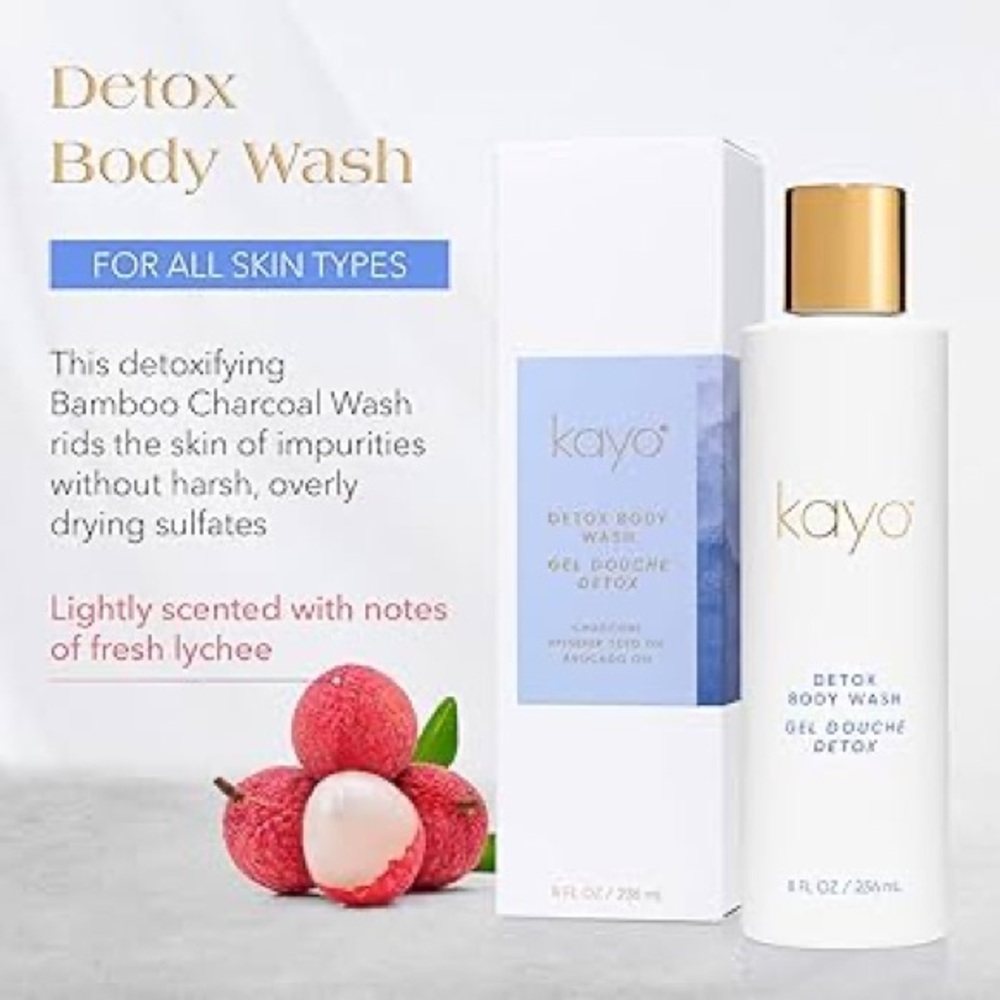 Kayo Detox Body Wash, Detoxifying Bamboo Charcoal Acne Body Wash New